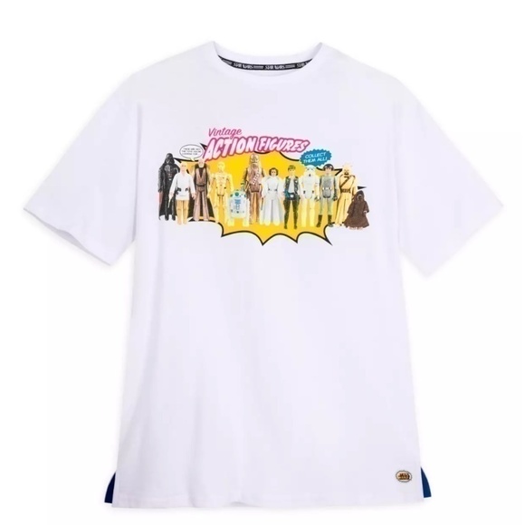 Star Wars Action Figures T-Shirt - Size Large - White, Pink, Blue, Yellow - NWT - Picture 1 of 15